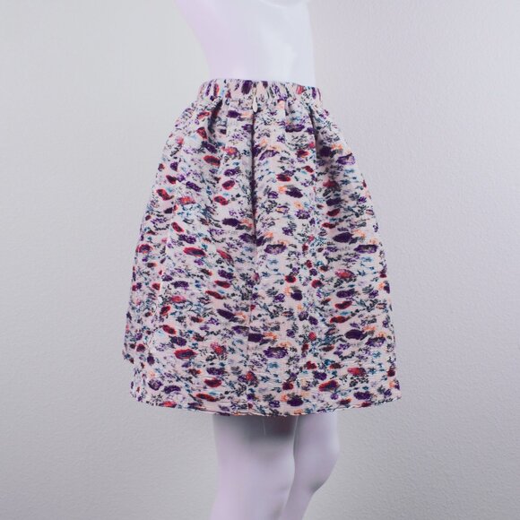 MSGM Floral Pattern Pleated Mini Skirt Puff Flower Print Size 0 EU 32 UK 4 - Picture 2 of 5